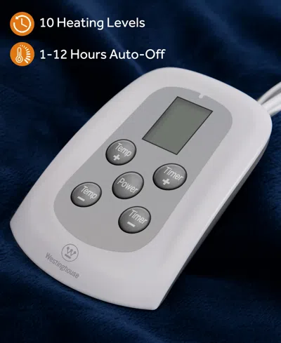 Westinghouse Heated Flannel Blanket, Twin In Blue