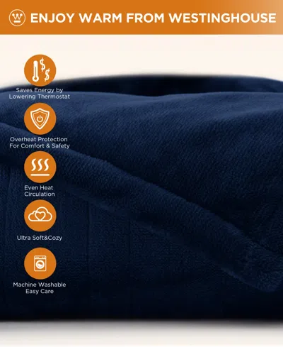 Westinghouse Heated Flannel Blanket, Twin In Blue