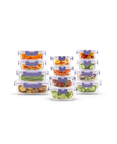 Joyjolt 24-pc. Glass Storage Containers With Lids In Purple