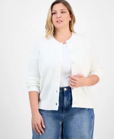 And Now This Trendy Plus Size Bow Soutache Cardigan, Macy's Exclusive In White