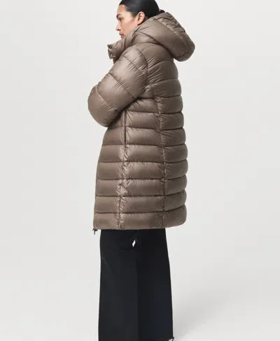 Mango Women's Hood Quilted Coat In Brown