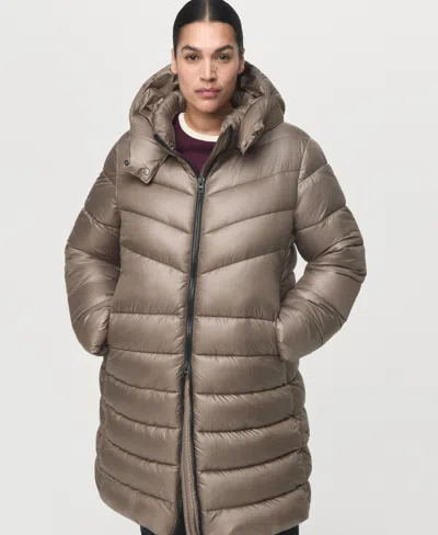 Mango Women's Hood Quilted Coat In Brown