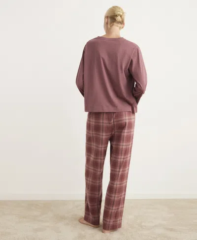 Mango Check Cotton Flannel Pajamas In Brown