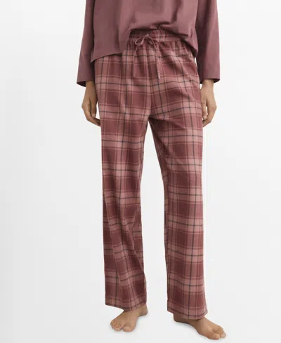 Mango Check Cotton Flannel Pajamas In Brown