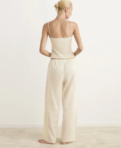 Mango Cotton Lace Pyjama Trousers With Drawstring Vanilla In White