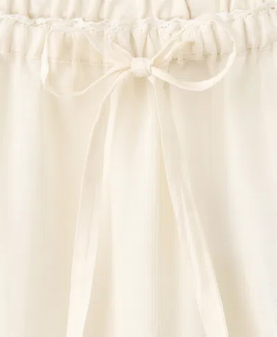 Mango Cotton Lace Pyjama Trousers With Drawstring Vanilla In White