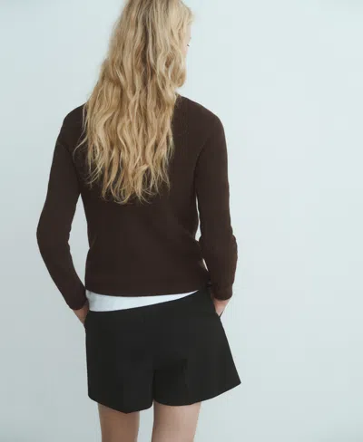 Mango Women's Asymmetrical Neck And Buttons Sweater In Brown