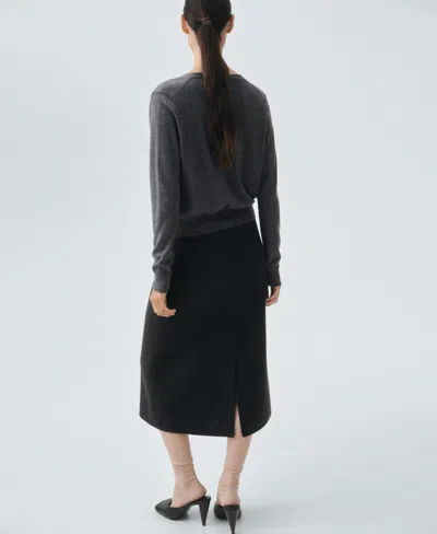 Mango V-neck Wool Cardigan In Gray