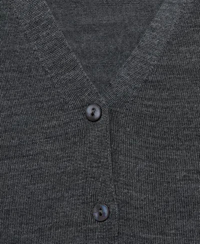 Mango V-neck Wool Cardigan In Gray