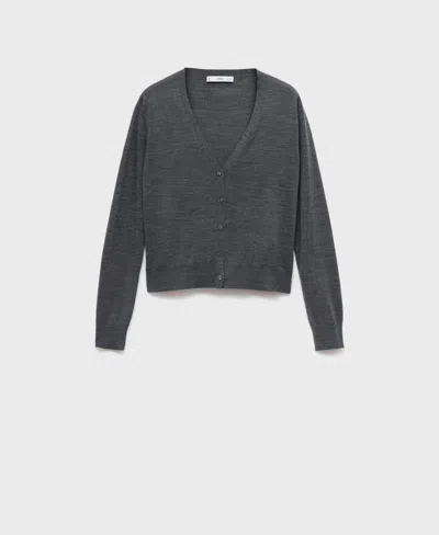 Mango V-neck Wool Cardigan In Gray