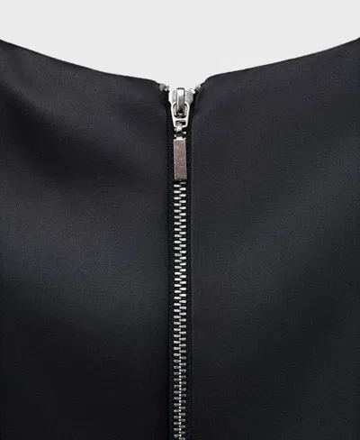 Mango Short Satin Dress Charcoal In Gray