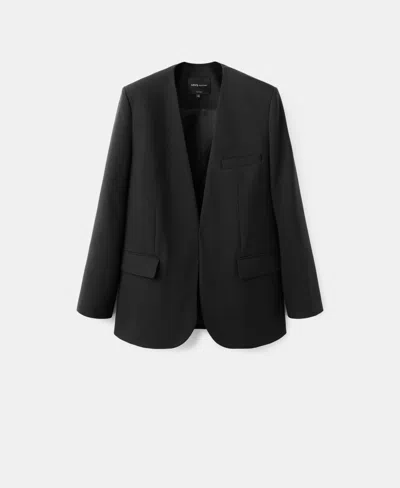 Mango Selection Collarless Blazer In Black