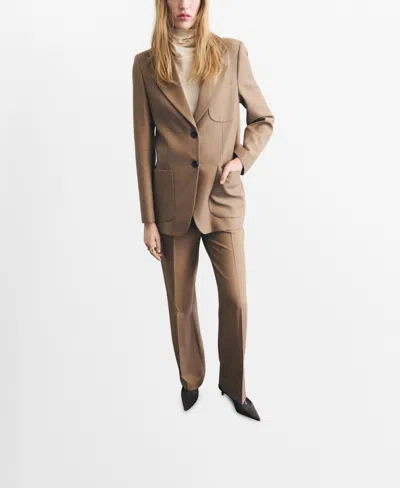 Mango Women's Straight Wool-blend Suit Pants In Brown