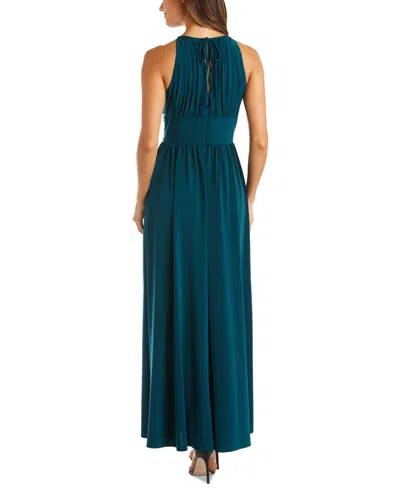 R & M Richards R&m Richards Petite Beaded Gown In Green