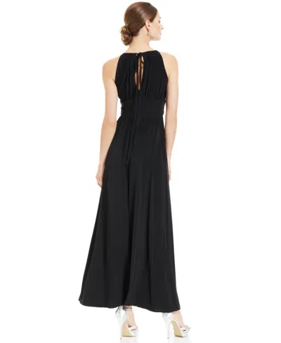 R & M Richards R&m Richards Petite Beaded Gown In Black