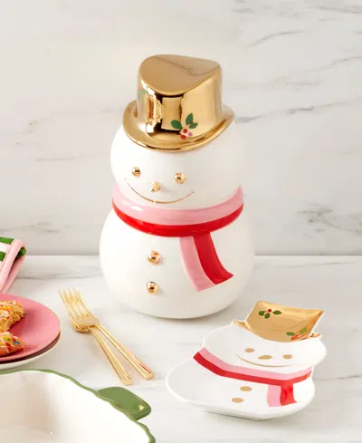Kate Spade Be Jolly Snowman Cookie Jar In Multi