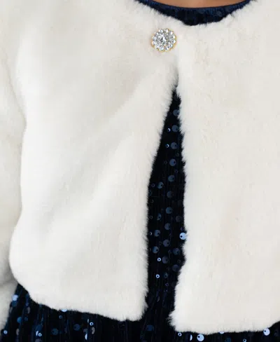 Rare Editions Girls 7-16 Round Neck Rhinestone Cardigan In Multi