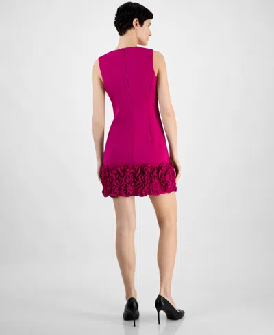 Donna Ricco Ruffle-hem Sheath Dress In Purple