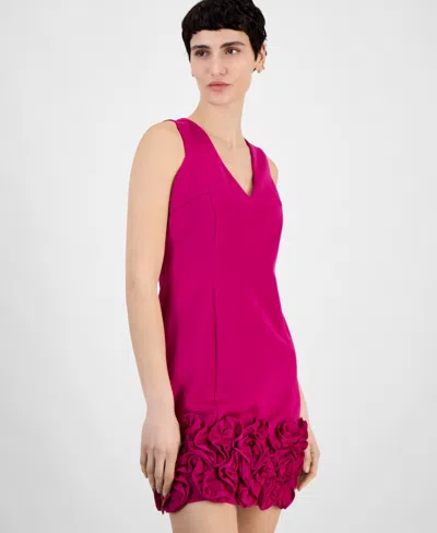 Donna Ricco Ruffle-hem Sheath Dress In Purple