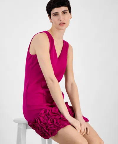 Donna Ricco Ruffle-hem Sheath Dress In Purple