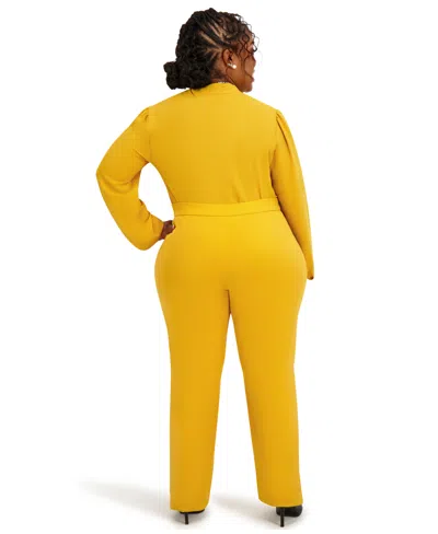 Kasper Women's Long Sleeves V-neck Top In Gold