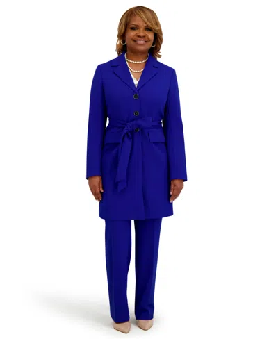 Kasper Women's Three Button Patch Pocket Trench Coat In Blue