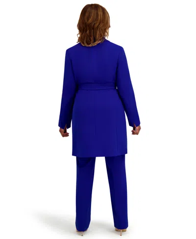 Kasper Women's Three Button Patch Pocket Trench Coat In Blue