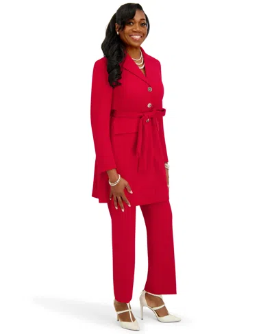 Kasper Women's Three Button Patch Pocket Trench Coat In Red
