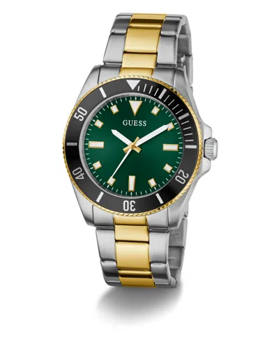 Guess Mens Two-tone Analog Watch, 41 Mm In Metallic