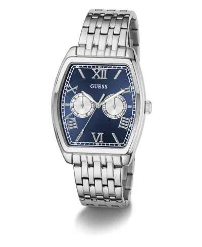 Guess Men's Silver Tone Multi-function Watch, 38mm In Metallic