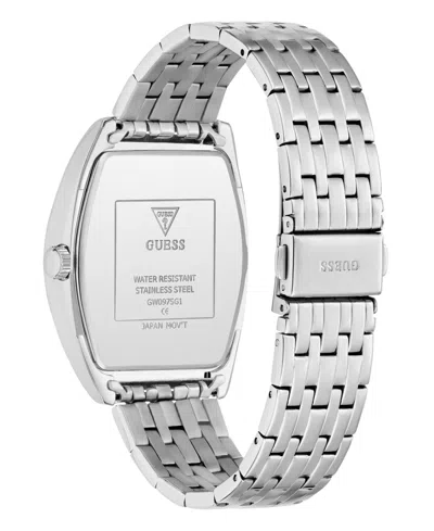 Guess Men's Silver Tone Multi-function Watch, 38mm In Metallic