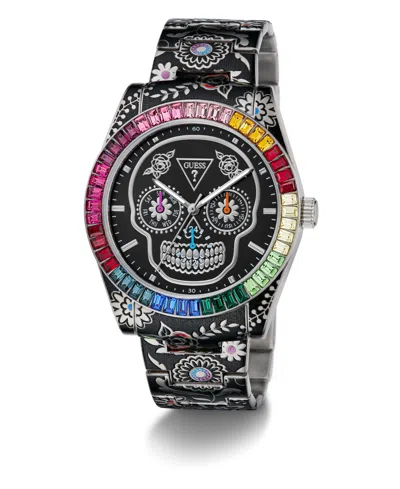 Guess Men's Silver Tone Multi-function Watch, 42mm In Multi