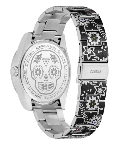 Guess Men's Silver Tone Multi-function Watch, 42mm In Multi