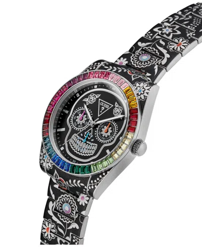 Guess Men's Silver Tone Multi-function Watch, 42mm In Multi