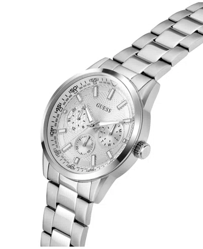 Guess Men's Silver Tone Multi-function Watch, 44mm In Silver