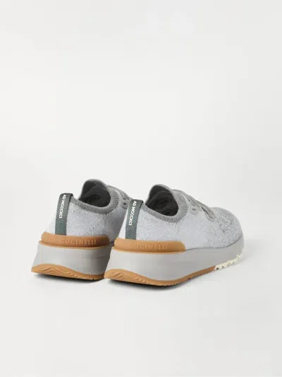 Brunello Cucinelli Stretch Knit Low-top Sneakers In Gray