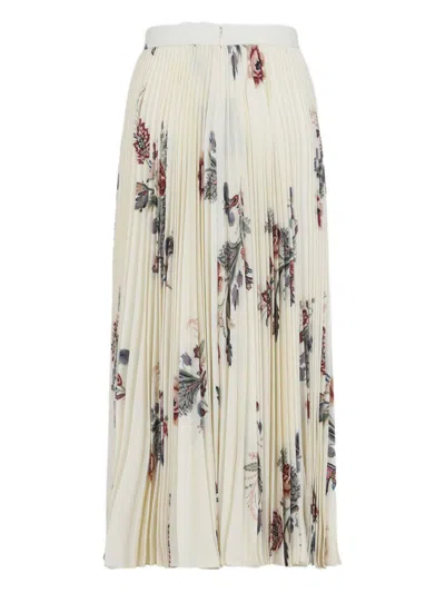 Etro Pleated Midi Skirt With Floral Print In Multi
