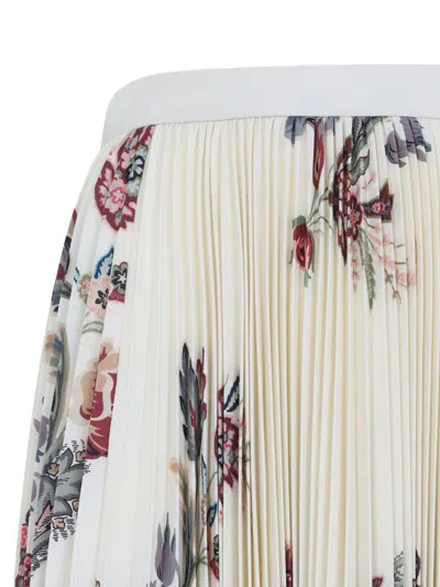 Etro Pleated Midi Skirt With Floral Print In Multi