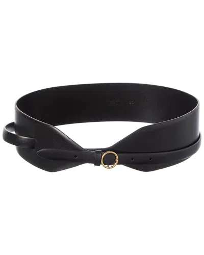 Alaïa Large Calf Leather Belt With Gold-tone Buckle In Black