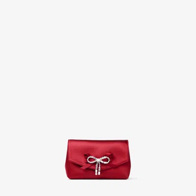 Jimmy Choo Soft Bow Satin Mini Bag In Red