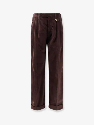 Burberry Relaxed Fit Trousers Cuffed Hem In Brown