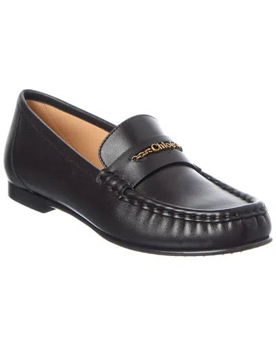 Chloé Chain-detail Loafers In Black