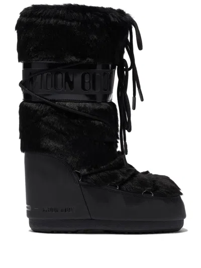Moon Boot Logo Printed Lace-up Snow Boots In Black
