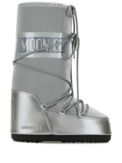 Moon Boot Icon Glance Metallic Shell And Pvc Snow Boots In Silver