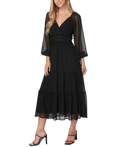 Bebe Jasmine Lace Up Midi Dress In Black