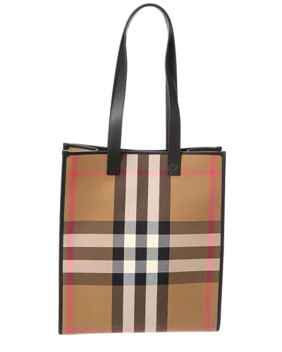 Burberry Medium Check Canvas & Leather Tote In Multi