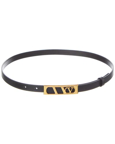 Valentino Garavani Vlogo Signature Belt In Shiny Calfskin 15 Mm Woman Black 100