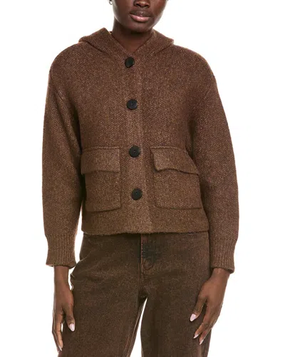 Kenneth Cole Oversized Hooded Cardigan In Brown