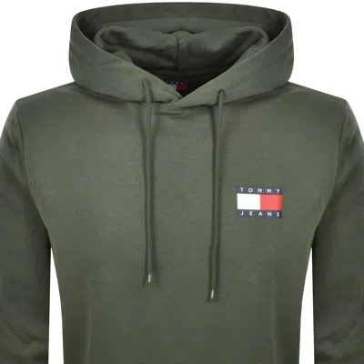 Tommy Jeans Essential Flag Logo Hoodie Green In Green