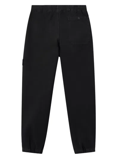 Stone Island Brushed Organic Cotton Fleece Sweat Bottoms In Black